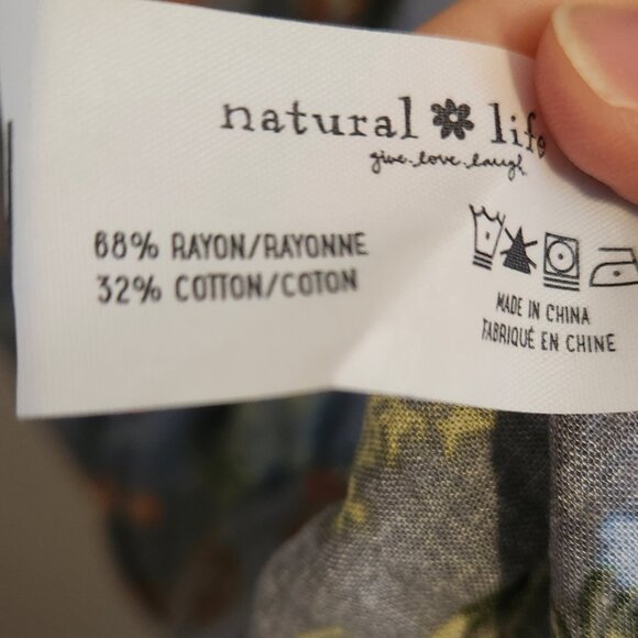 NATURAL LIFE Rebecca Dress Floral Gray and Orange Floral Dress. Large NWT - Picture 5 of 5